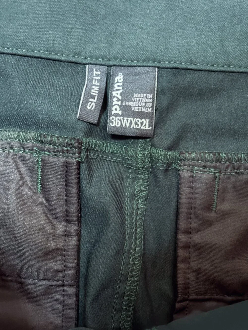 Prana Slim Fit Breathe Pants SZ 36x32 GREEN